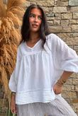 Prairie Pintuck Cotton Smock White